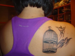 Bird Cage Tattoo on Back