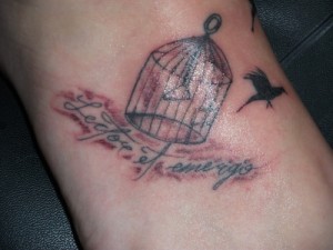 Bird Cage Tattoo on Foot