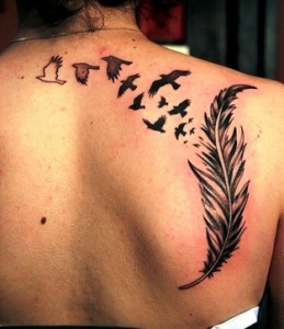 Bird and Feather Tattoo