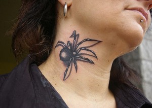 Black Widow Neck Tattoo