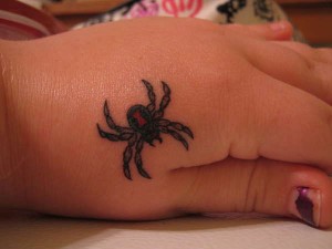Black Widow Tattoo on Hand