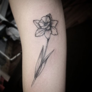 Black and White Daffodil Tattoo