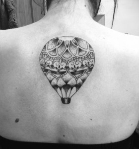 Black and White Hot Air Balloon Tattoo