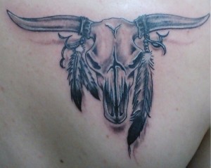 Bull Skull Chest Tattoo