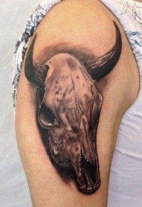 Bull Skull Sleeve Tattoo