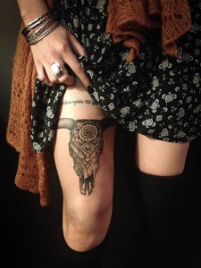 Bull Skull Tattoo for Girls