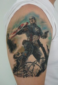 Captain America Tattoo Black and White