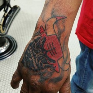 Chicago Bulls Tattoo on Hand.