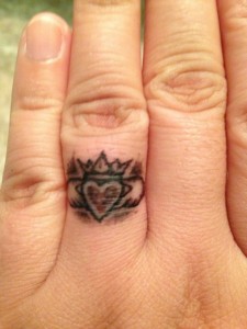 Claddagh Ring Tattoo on Finger