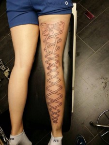 Corset Leg Tattoo