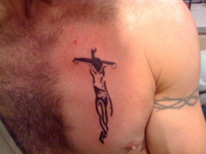 Crucifix Tattoo on Chest