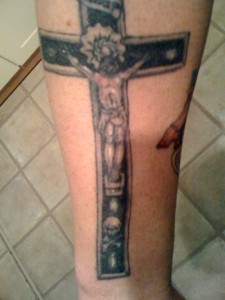 Crucifix Tattoo on Forearm