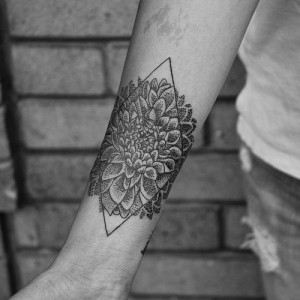 Dahlia Tattoo Black and White