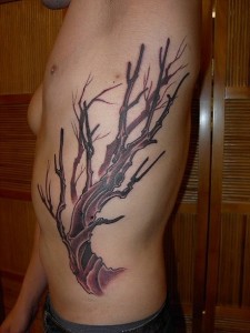 Dead Tree Tattoo on Ribs