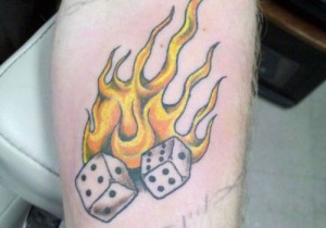 Dice on Fire Tattoos