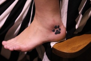 Dog Paw Print Tattoo on Ankle