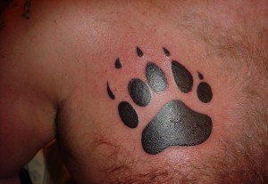 Dog Paw Print Tattoo on Chest