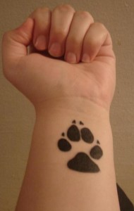 Dog Paw Print Tattoo on Wrist