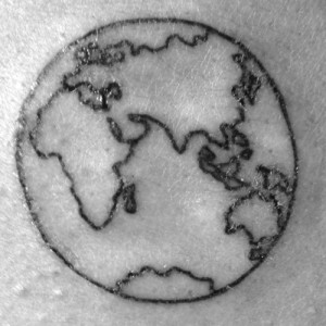 Earth Tattoo Black and White