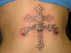 Faith Hope and Love Cross Tattoo