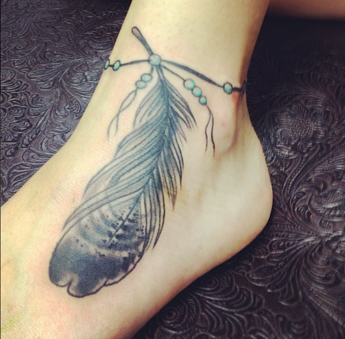Feather Anklet Tattoo.