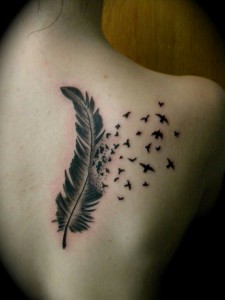 Feather with Birds Tattoo