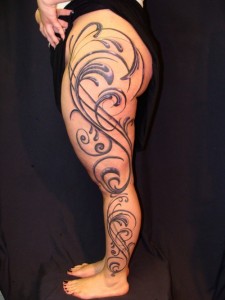 Female Leg Sleeve Tattoo