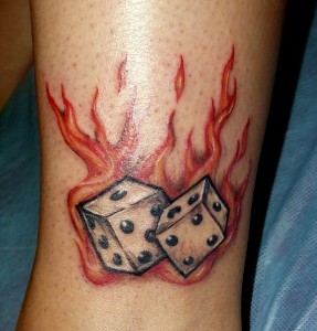 Flaming Dice Tattoo