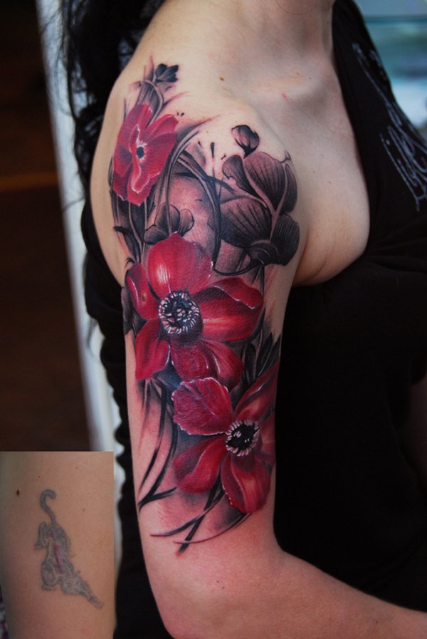 Flower Sleeve Tattoos Designs, Ideas and Meaning - Flower Half Sleeve Tattoos
