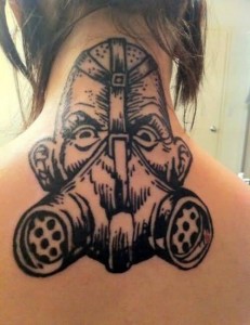 Gas Mask Back Tattoo