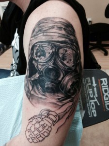 Gas Mask Tattoo on Hand