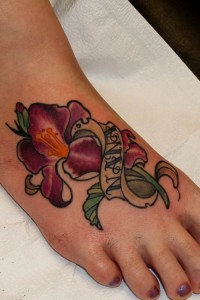 Gladiolus Tattoo on Foot
