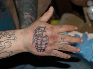 Grenade Tattoo on Hand