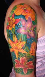 Half Sleeve Flower Tattoo