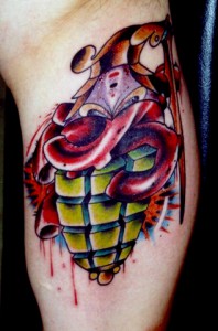 Heart Grenade Tattoo