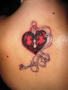 Heart Locket Tattoo with Ribbon