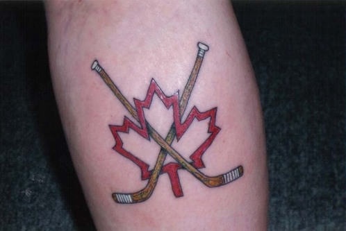 My first hockey tattoo Its not the best but I love it  rhockeyplayers