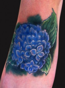 Hydrangea Foot Tattoo