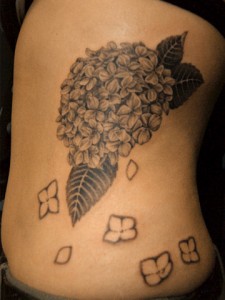 Hydrangea Tattoo Black and White