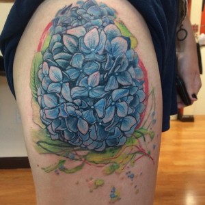 Hydrangea Tattoo Thigh