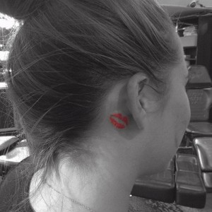 Kiss Tattoo Behind Ear