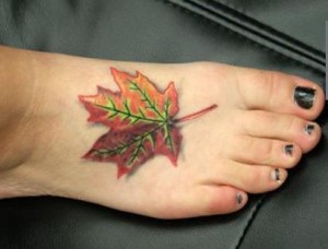 Leaf Tattoo on Foot