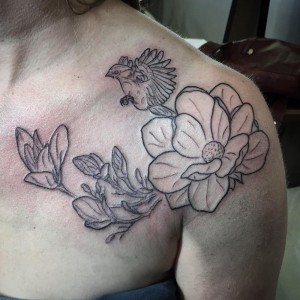 Magnolia Shoulder Tattoo