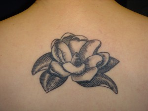 Magnolia Tattoo Black and White