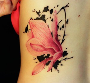 Magnolia Watercolor Tattoo