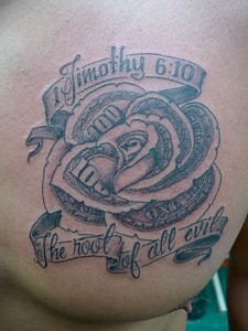 Money Rose Tattoo on Chest