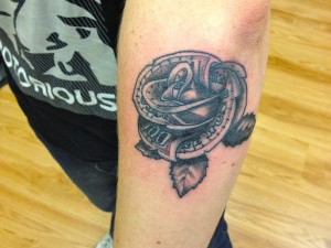 Money Rose Tattoo on Elbow