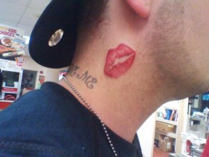 Neck Kiss Tattoo