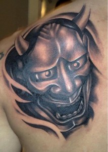Oni Mask Back Tattoo