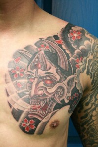 Oni Mask Tattoo Chest